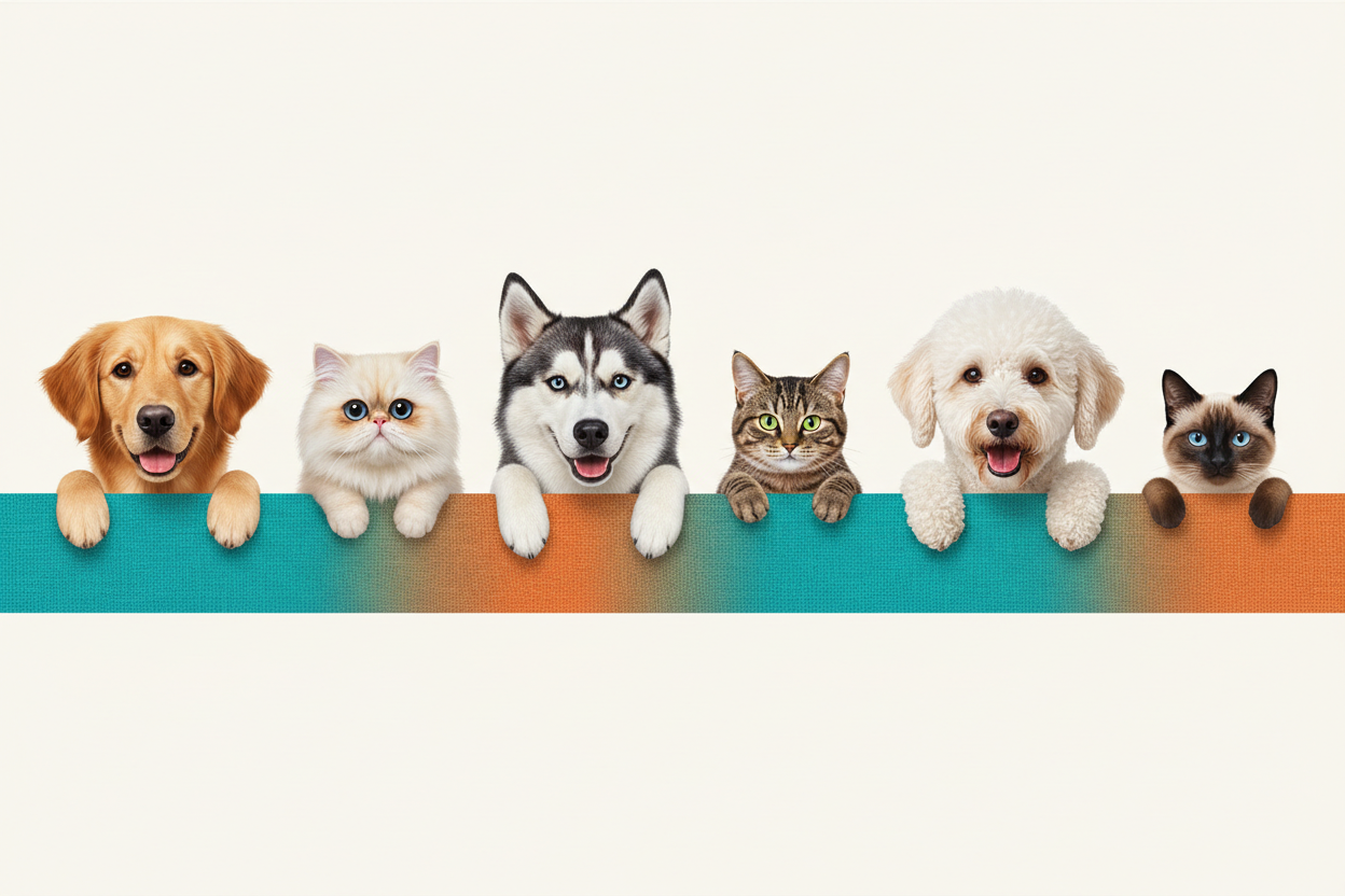 Pets Peeking Over Wall Banner